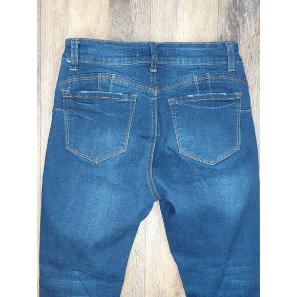 Paper Cocoon Junior Womens Jeans Size 3 Skinny Denim Blue Mid Rise Distressed - Picture 12 of 16